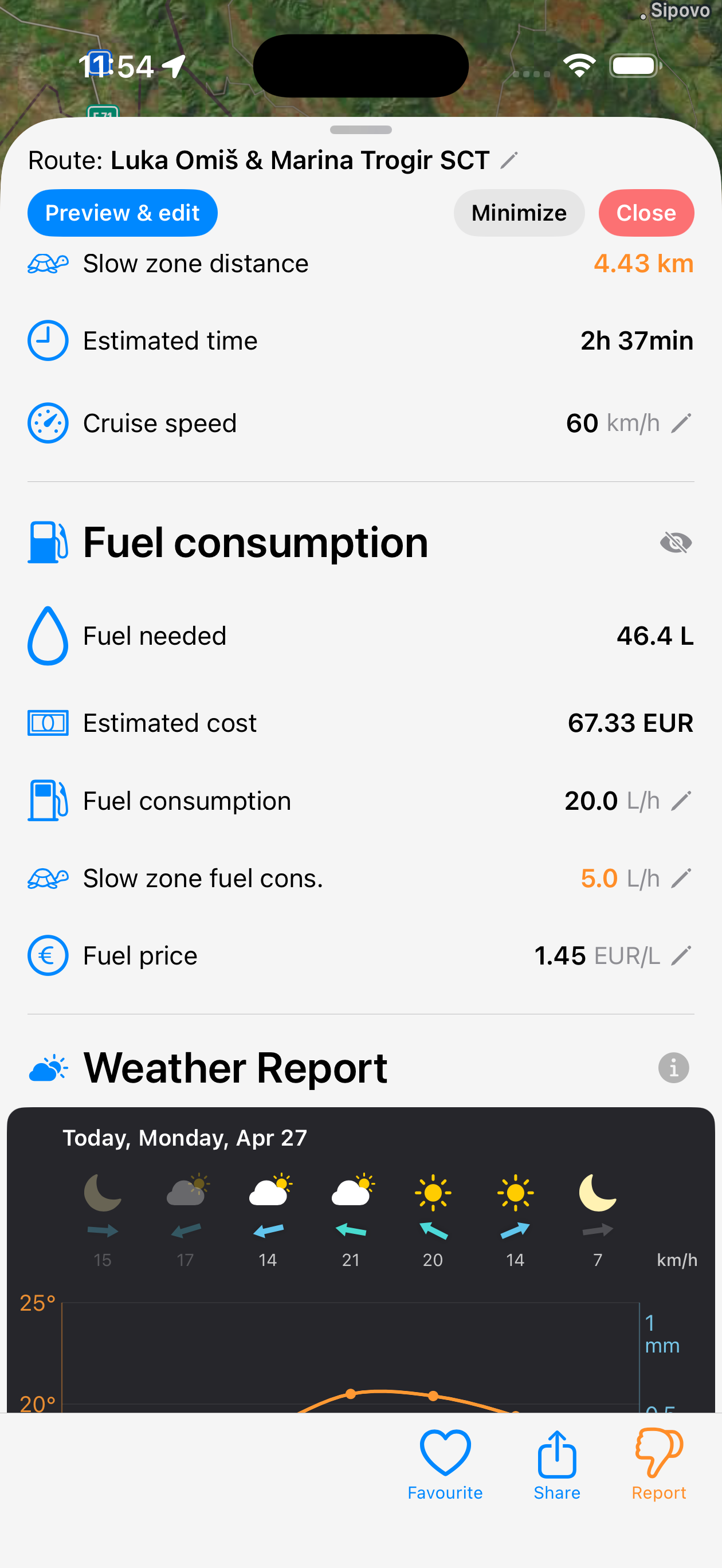 Sailor Route Fuel Estimates
